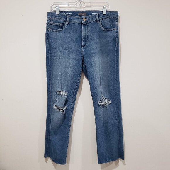 DL1961 Mara Instasculpt Straight Ankle Jean Size 32 Distressed Casual Fray Hem - Picture 2 of 14